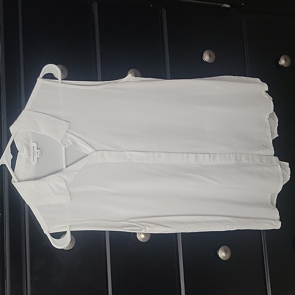 Beach Lunch Lounge White Button-up Sleeveless Light-weight Shirt Size Medium